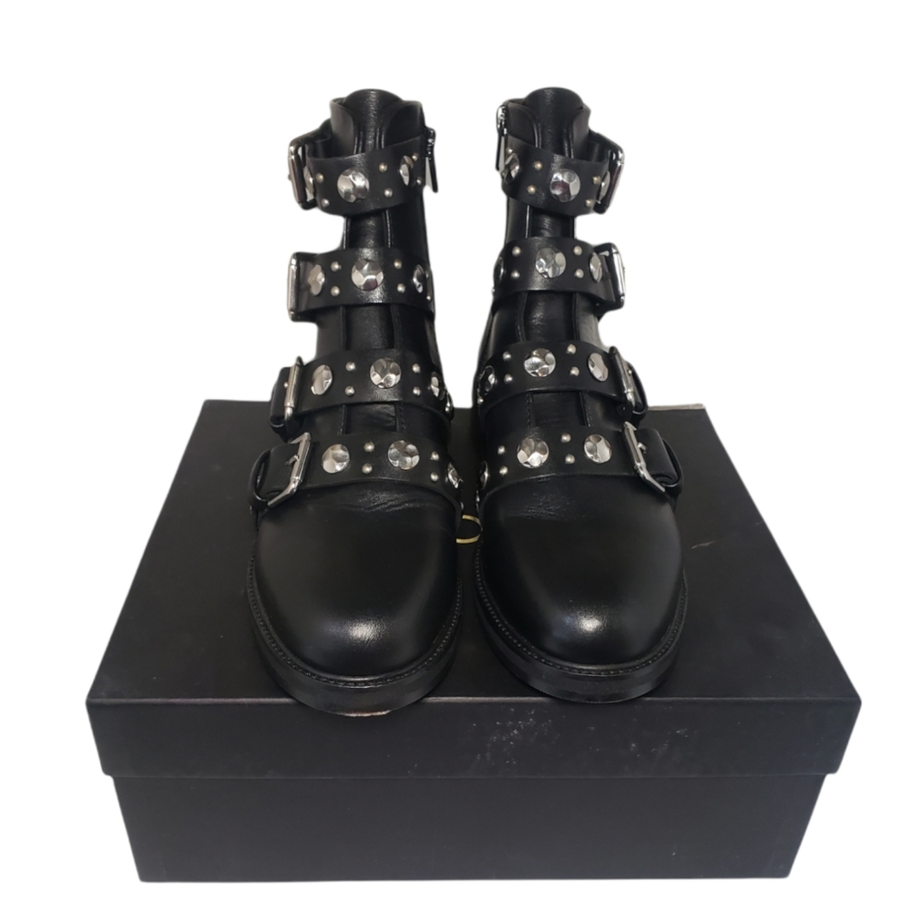 Maje Fortuna Studded Leather Boots Black SOLD OUT ONLINE Women's - Picture 7 of 16
